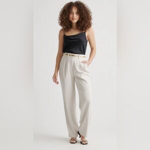 Quince Cream High-Waist Wide-Leg Trousers